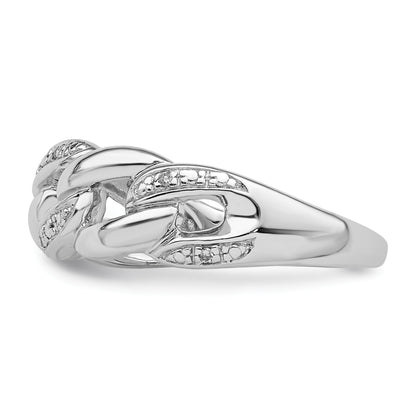 Sterling Silver Rhodium Plated Diamond Ring