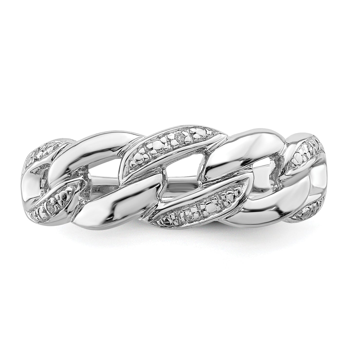 Sterling Silver Rhodium Plated Diamond Ring