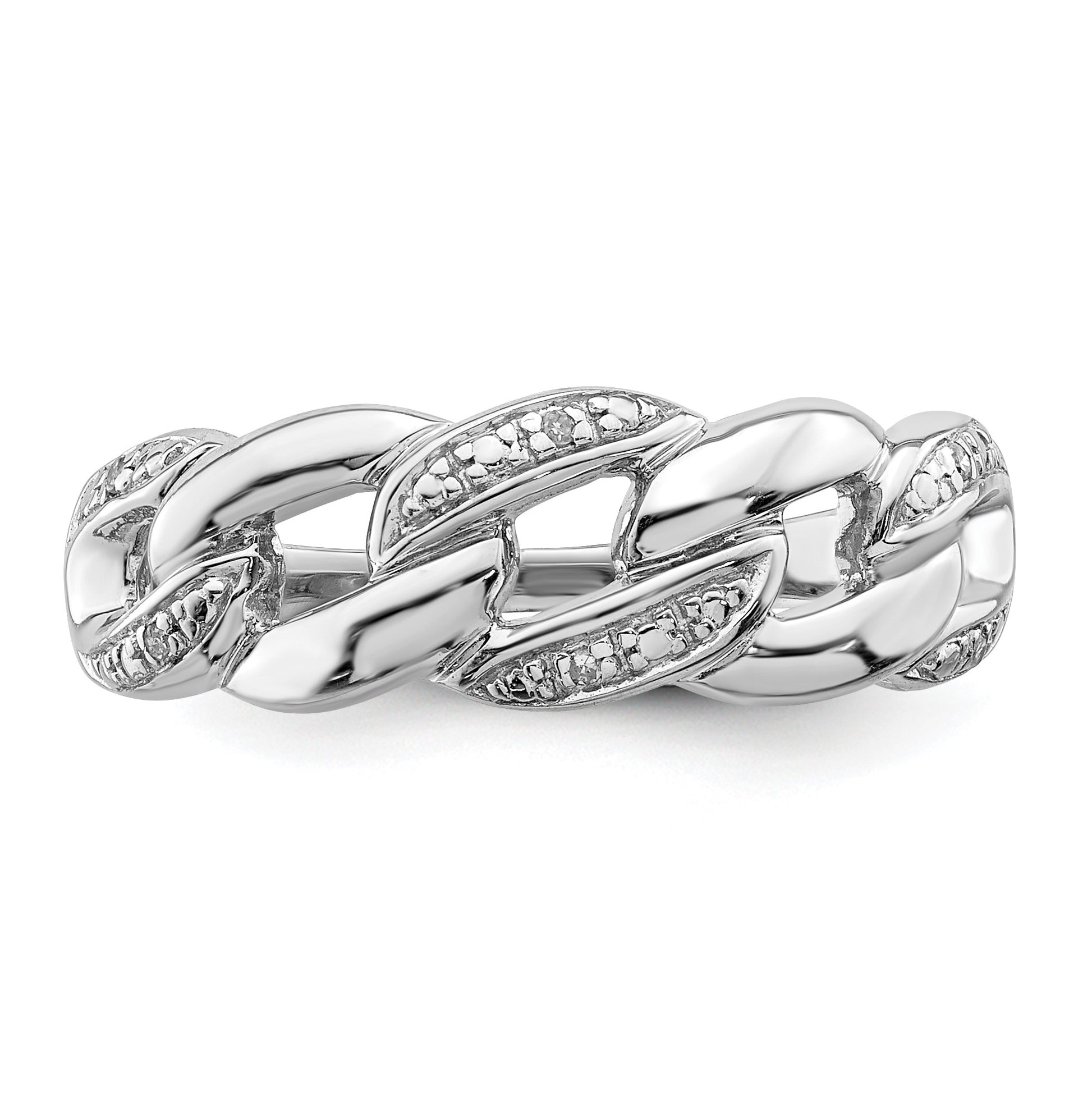 Sterling Silver Rhodium Plated Diamond Ring