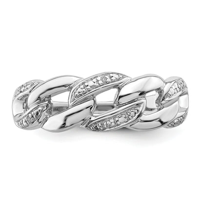 Sterling Silver Rhodium Plated Diamond Ring