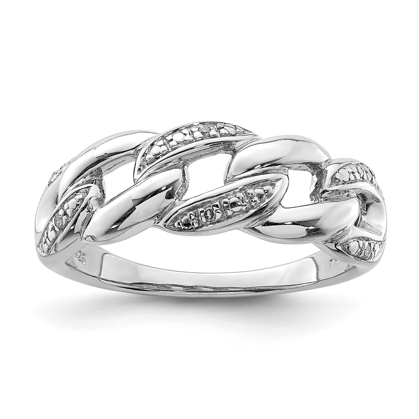 Sterling Silver Rhodium Plated Diamond Ring
