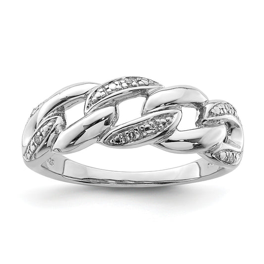 Sterling Silver Rhodium Plated Diamond Ring