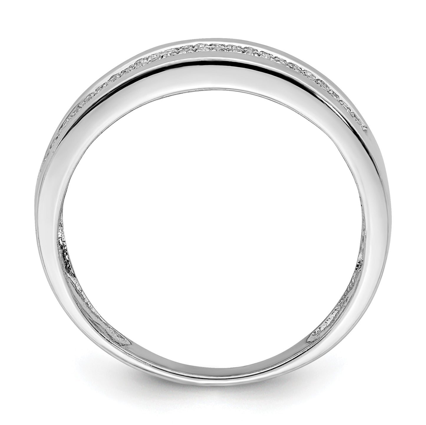 Sterling Silver Rhodium Plated Diamond Ladies Band