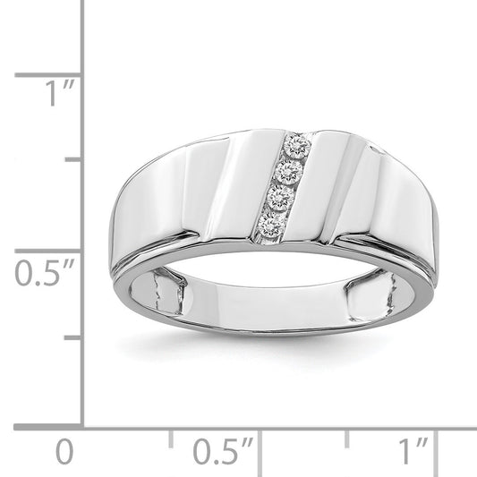 Sterling Silver Rhodium Plated Diamond Men's Ring