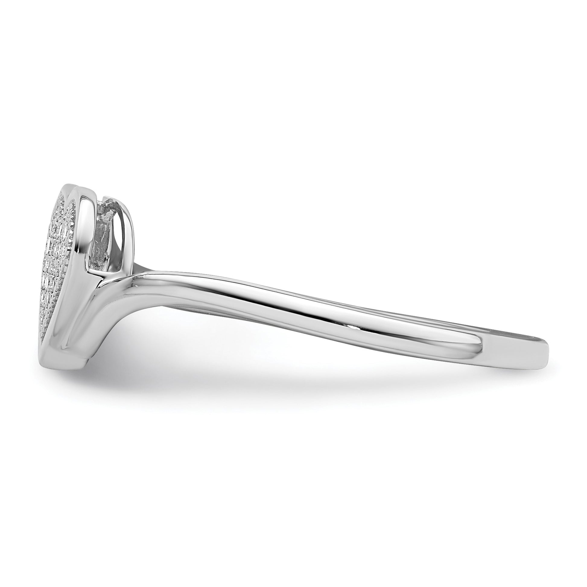 Sterling Silver Rhodium Plated Diamond Heart Ring