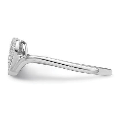 Sterling Silver Rhodium Plated Diamond Heart Ring