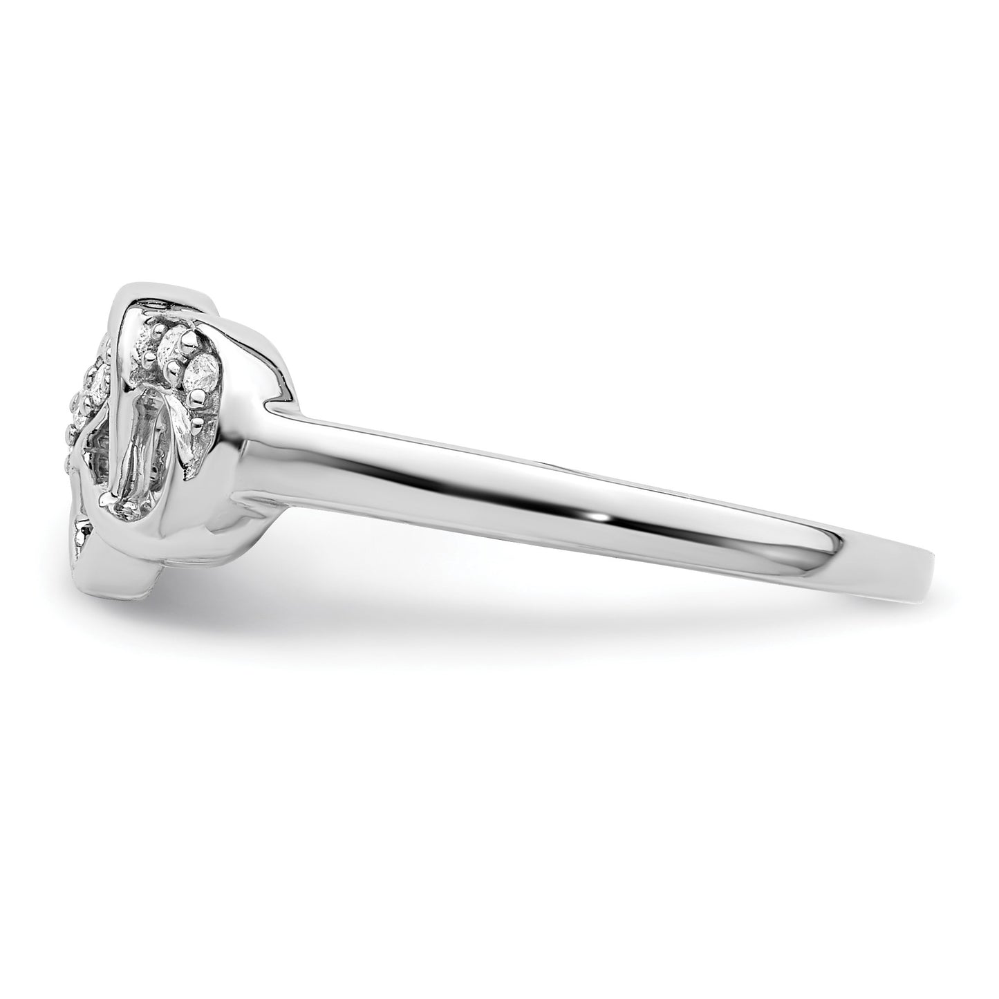 Sterling Silver Rhodium Plated Diamond Heart Ring