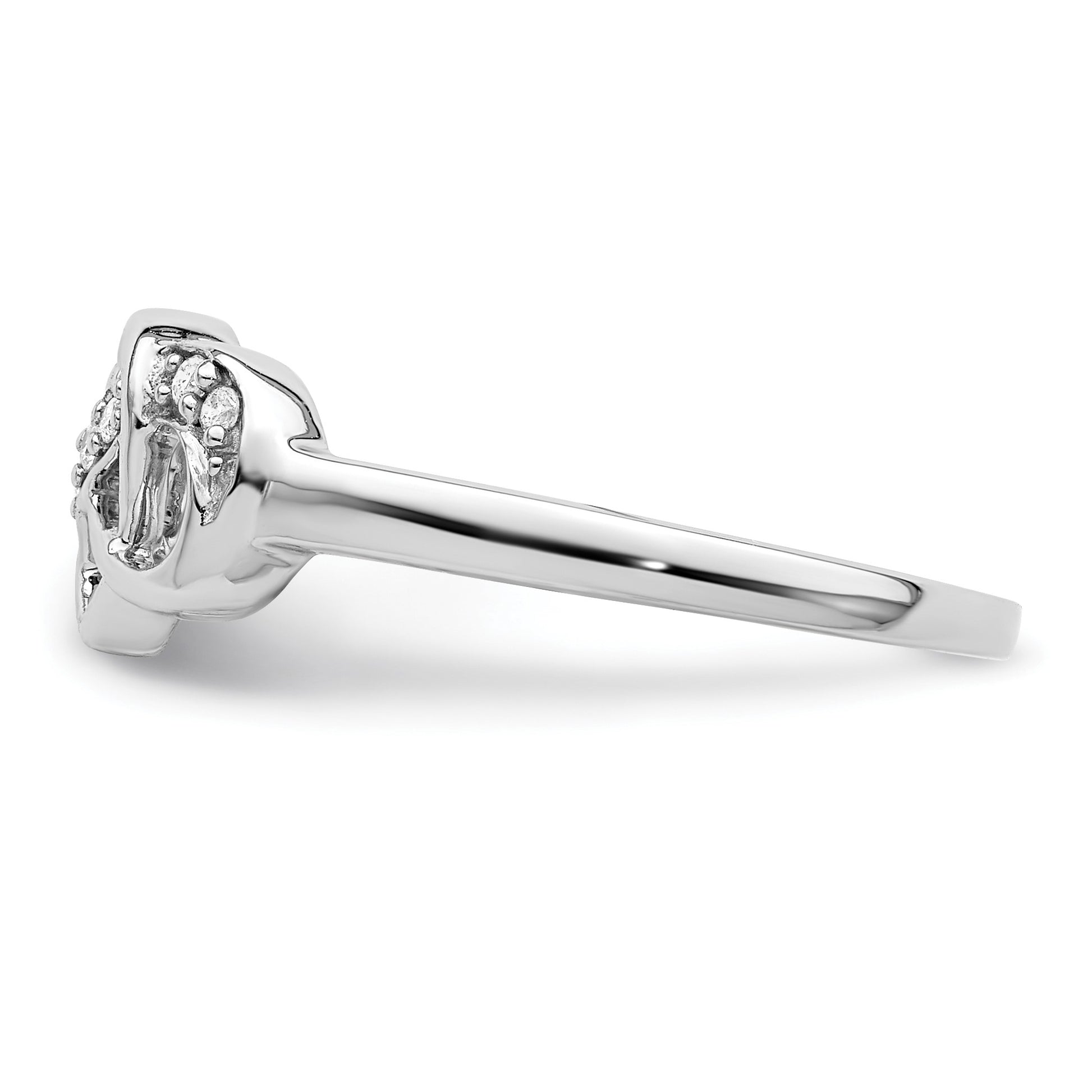 Sterling Silver Rhodium Plated Diamond Heart Ring