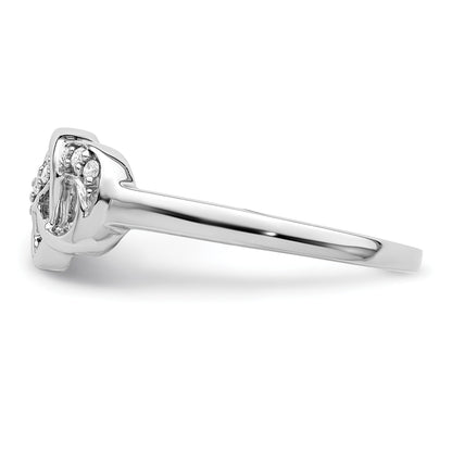 Sterling Silver Rhodium Plated Diamond Heart Ring