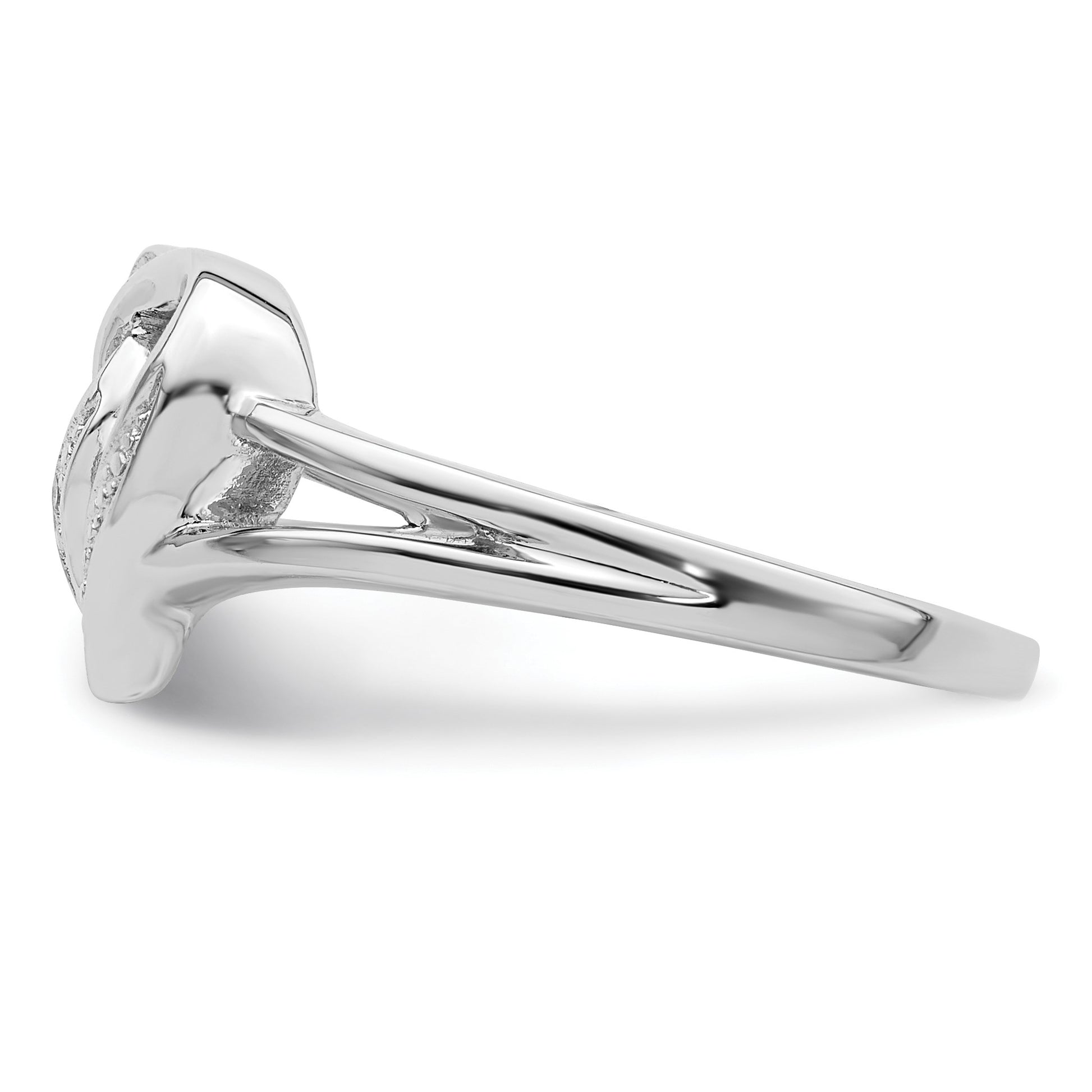 Sterling Silver Rhodium Plated Diamond Heart Ring