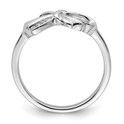 Sterling Silver Rhodium Plated Diamond Bow Ring