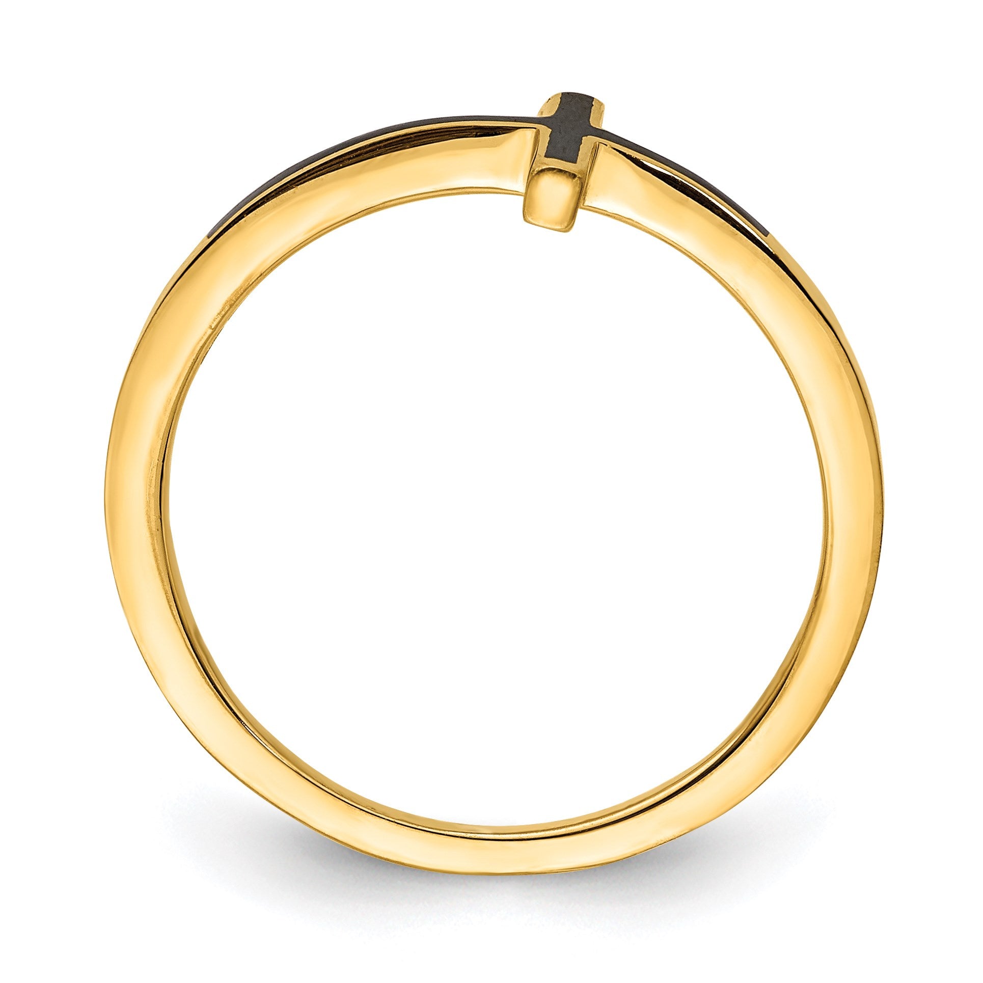 Sterling Silver Yellow Gold-plated Antiqued Sideways Cross Ring