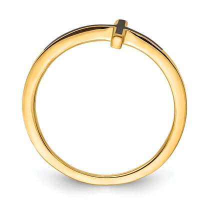Sterling Silver Yellow Gold-plated Antiqued Sideways Cross Ring