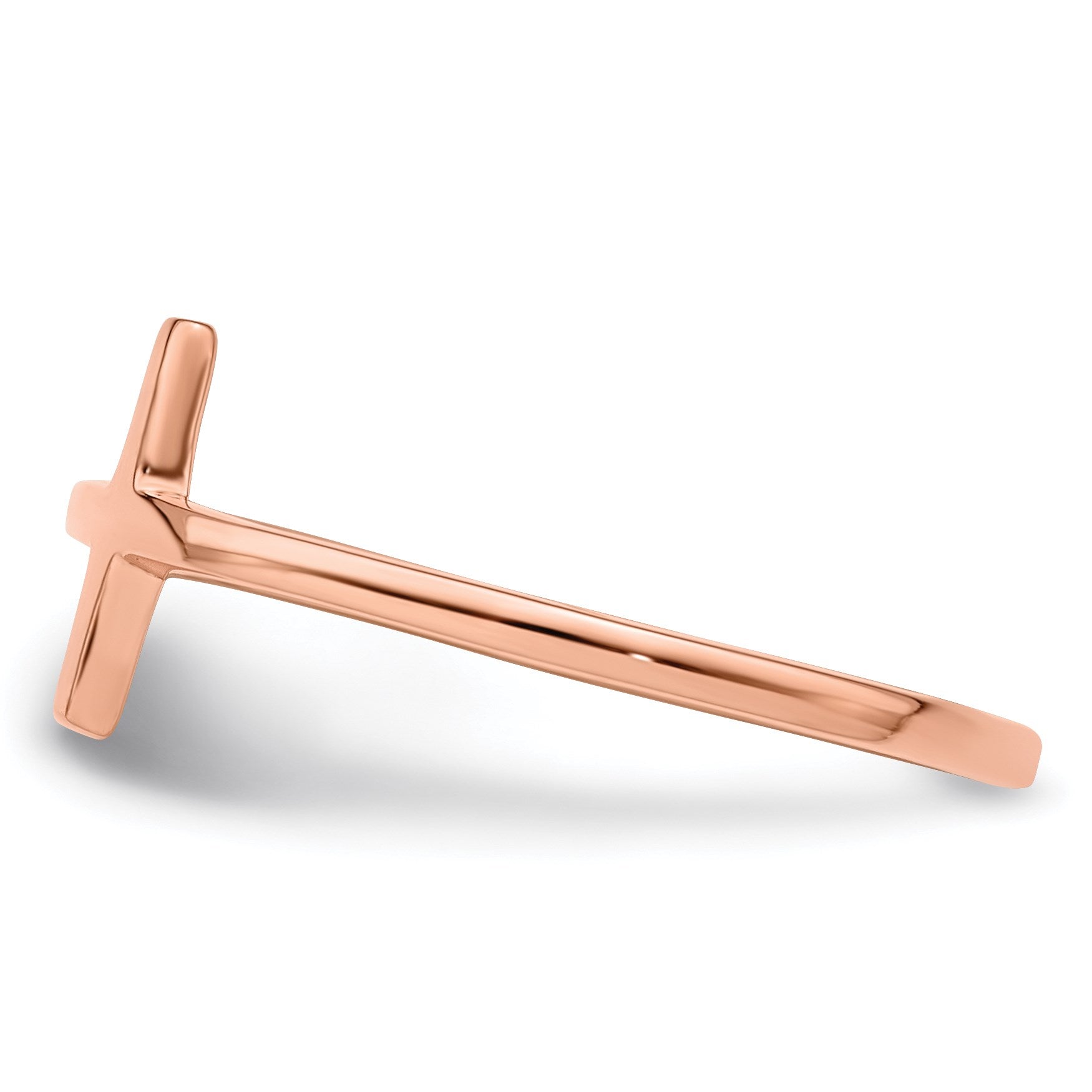 Sterling Silver Rose Gold-plated Sideways Cross Ring