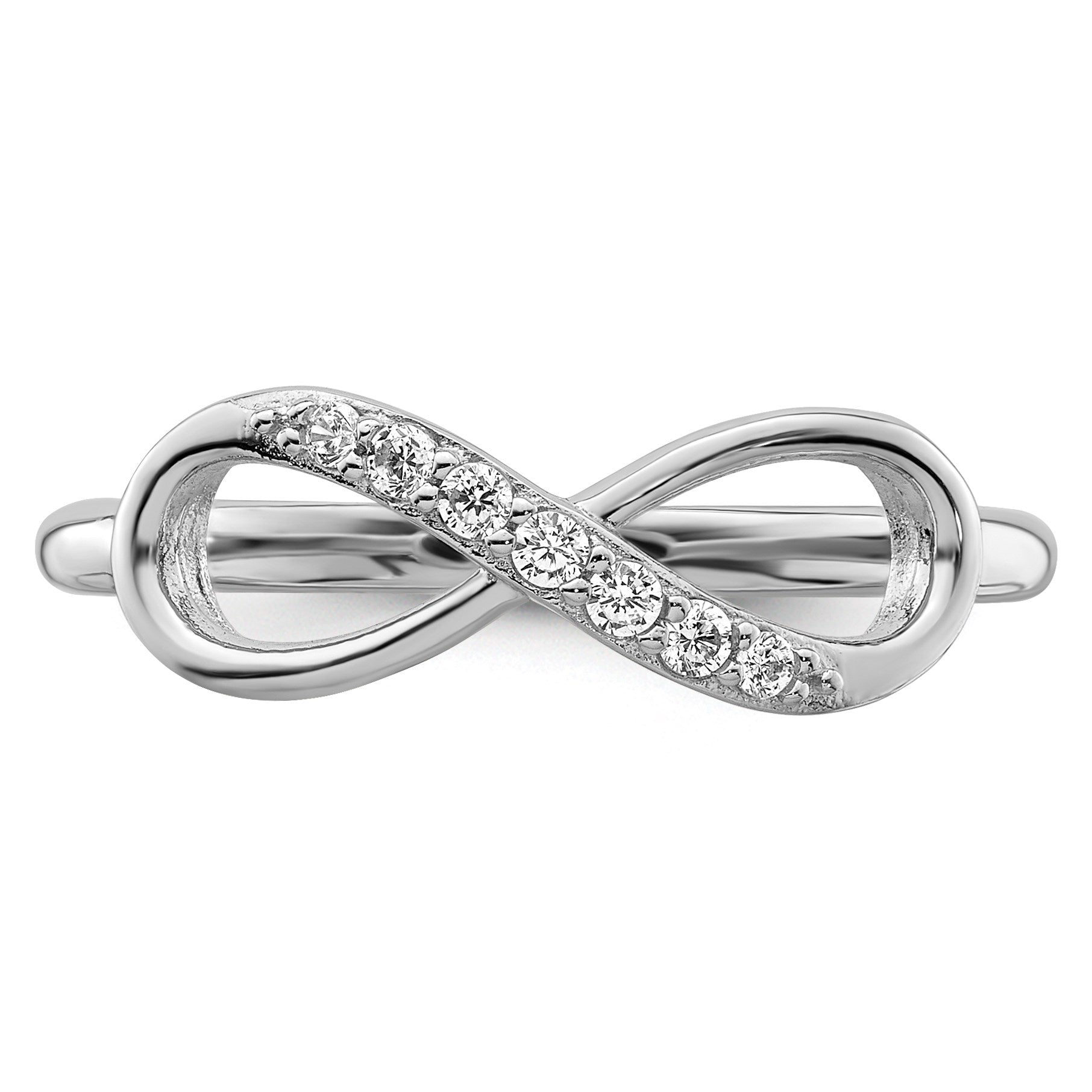 Sterling Silver Rhodium-plated CZ Infinity Ring