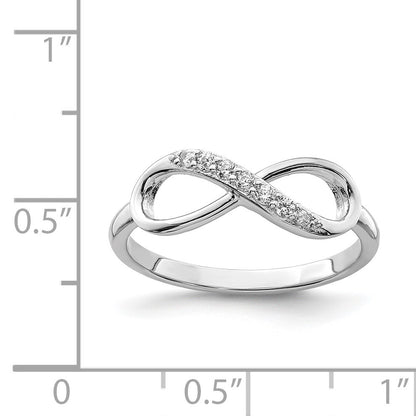 Sterling Silver Rhodium-plated CZ Infinity Ring
