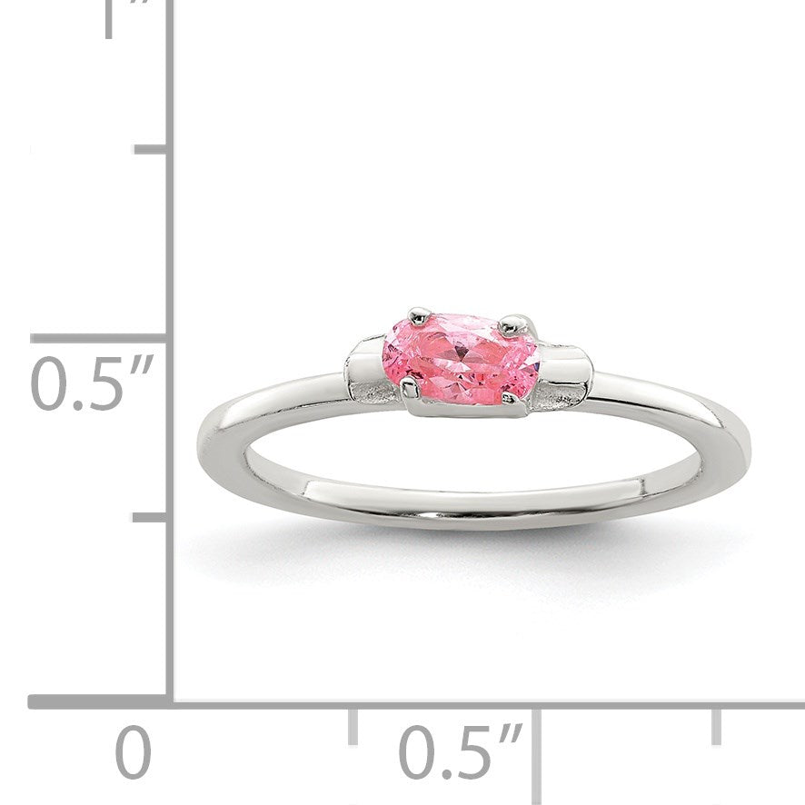Sterling Silver Polished Pink CZ Candy Children's Ring