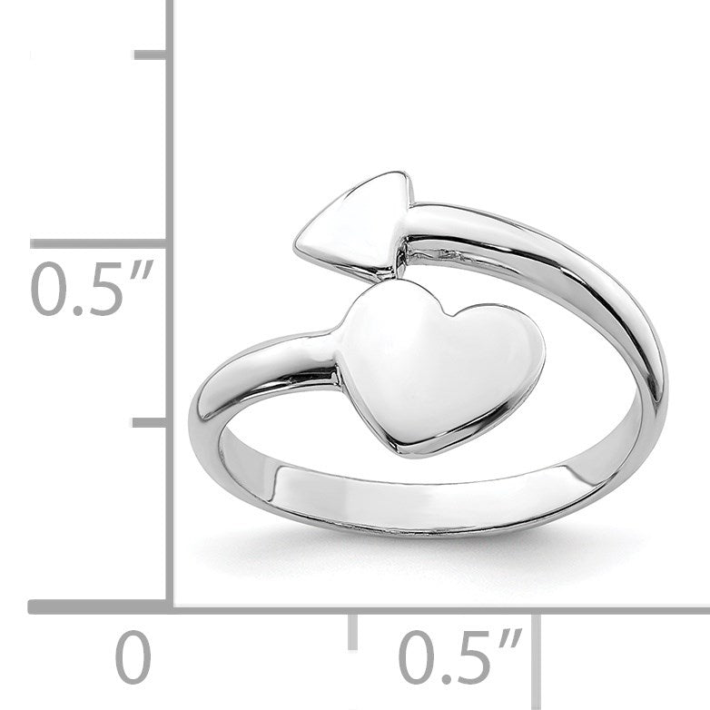 Sterling Silver Rhodium-plated Heart w/Arrow Toe Ring