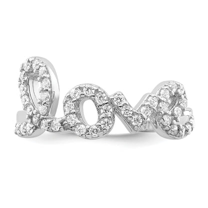 Sterling Silver Rhodium-plated CZ Love Toe Ring