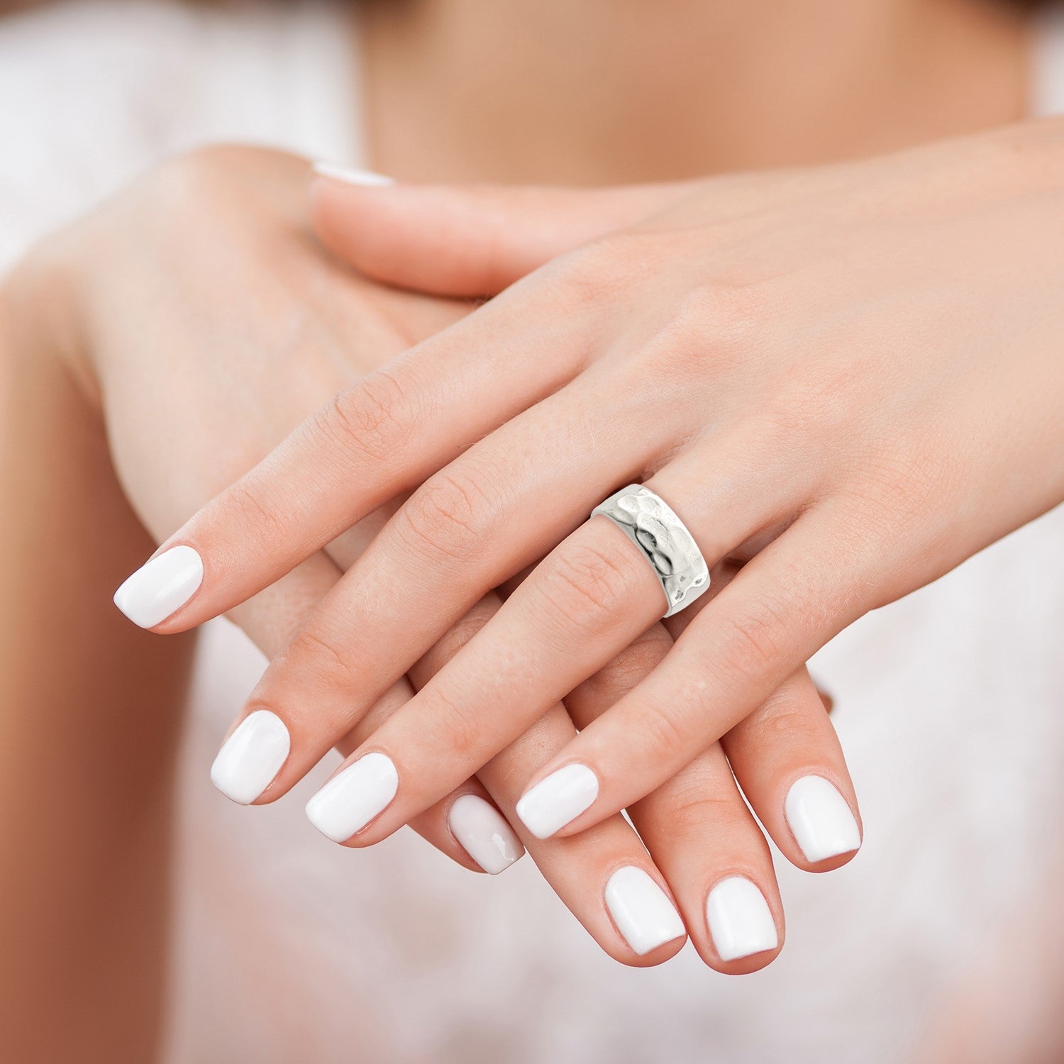 Sterling Silver Hammered Polished Ring