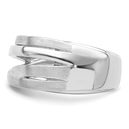 Sterling Silver Rhodium-plated Brushed Ring