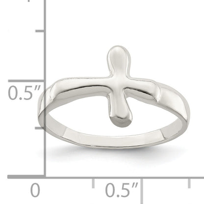 Sterling Silver Horizontal Tiny Freeform Cross Ring