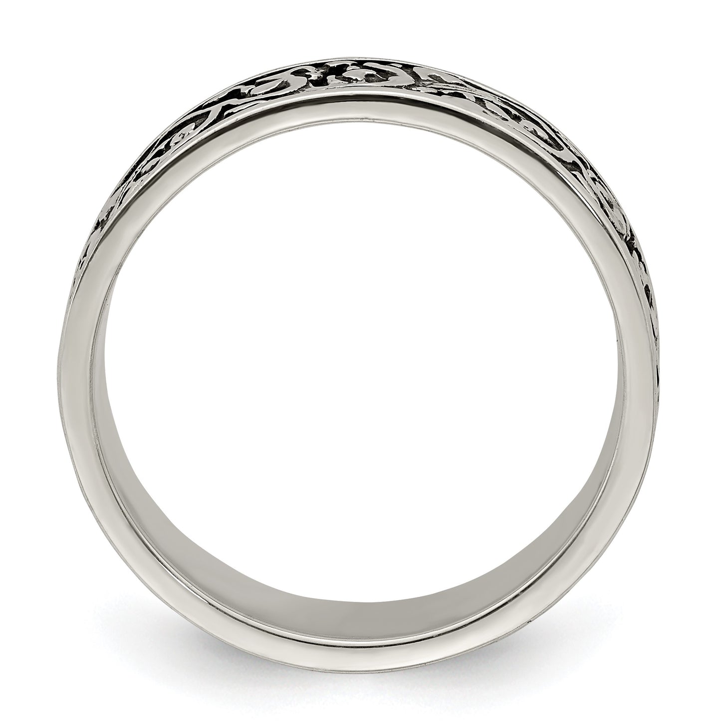 Sterling Silver Polished and Antiqued Filigree Women's Ring