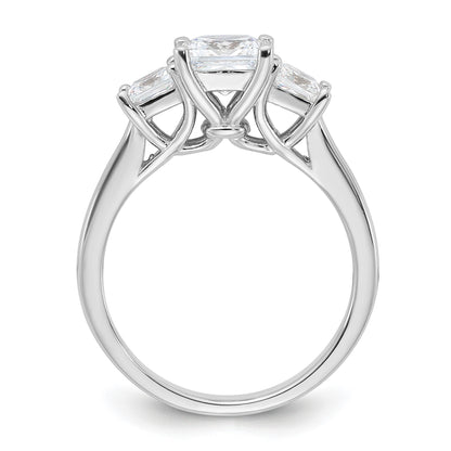 Sterling Silver Rhodium-plated & CZ 3 Stone Ring