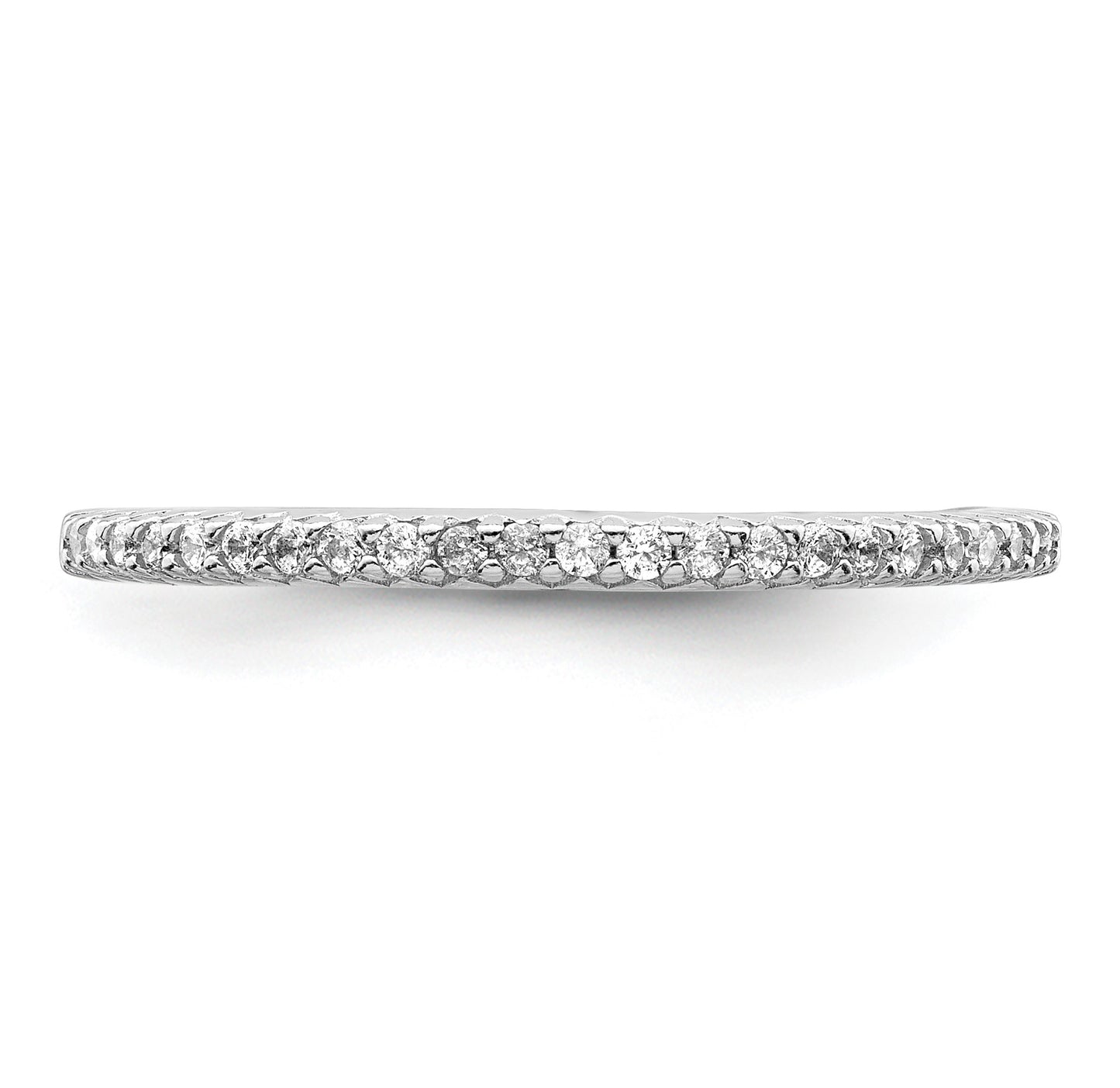 Sterling Silver Rhodium-plated Polished CZ Ring