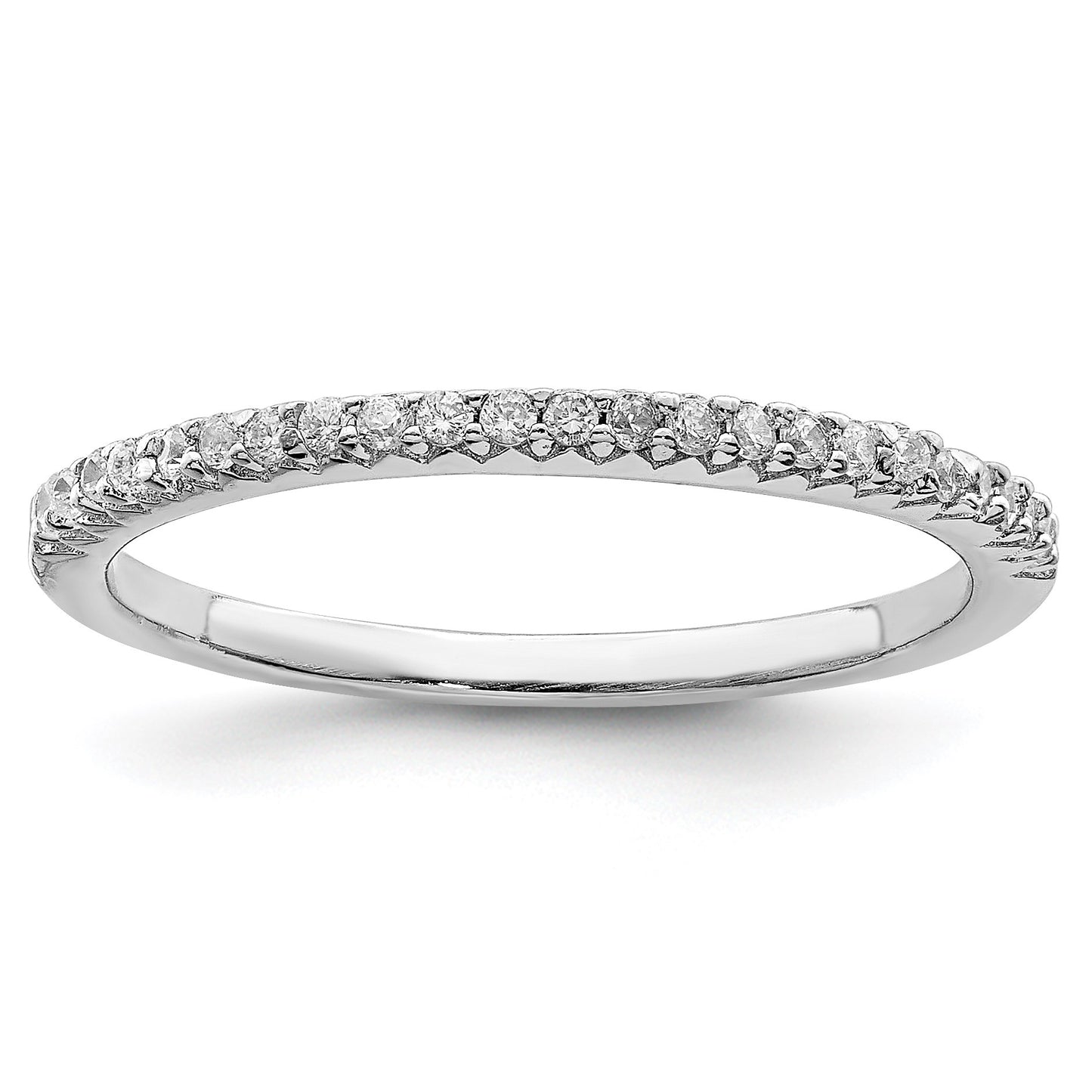 Sterling Silver Rhodium-plated Polished CZ Ring