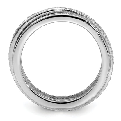 Sterling Silver Polished Rhodium-plated CZ Pav� Eternity Motion Ring