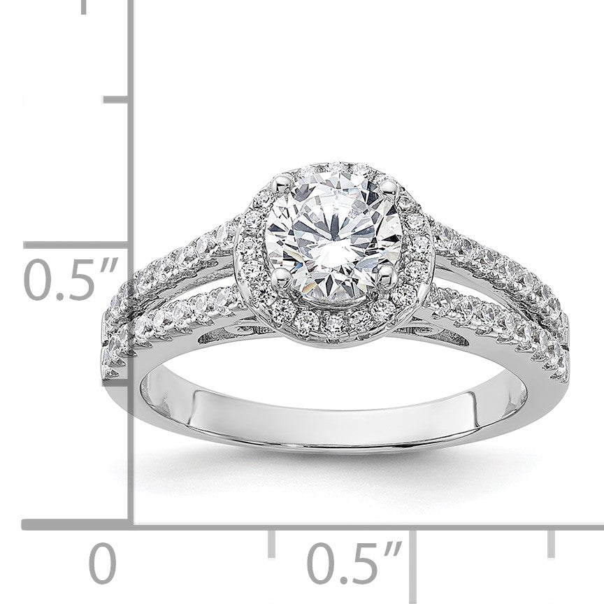 Sterling Silver Rhodium-plated & CZ Ring