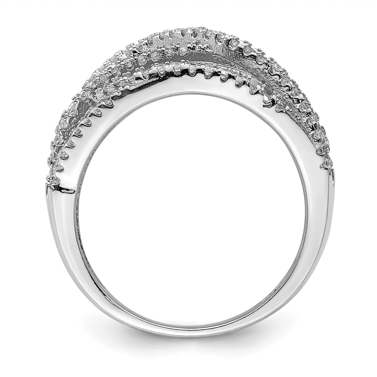 Sterling Silver Rhodium-plated CZ Micro pav� Ring