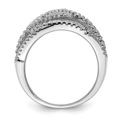 Sterling Silver Rhodium-plated CZ Micro pav� Ring