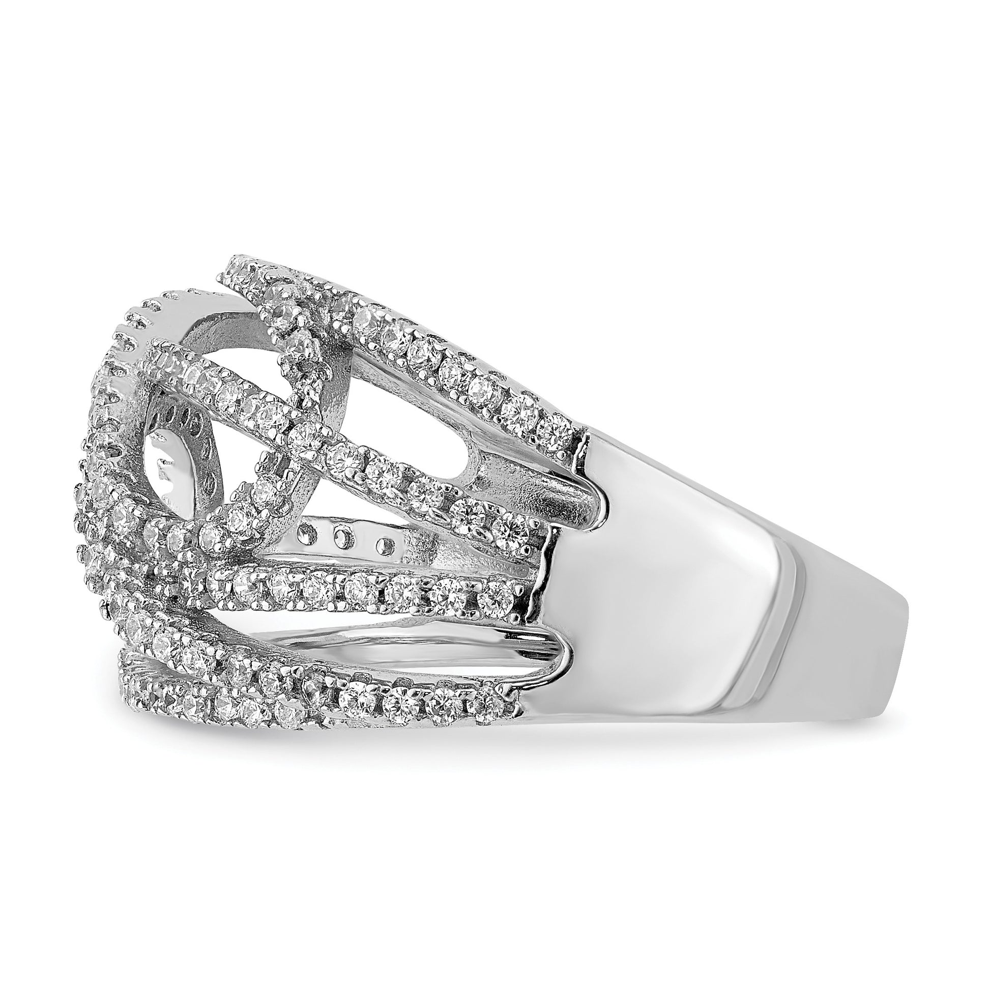 Sterling Silver Rhodium-plated CZ Micro pav� Ring