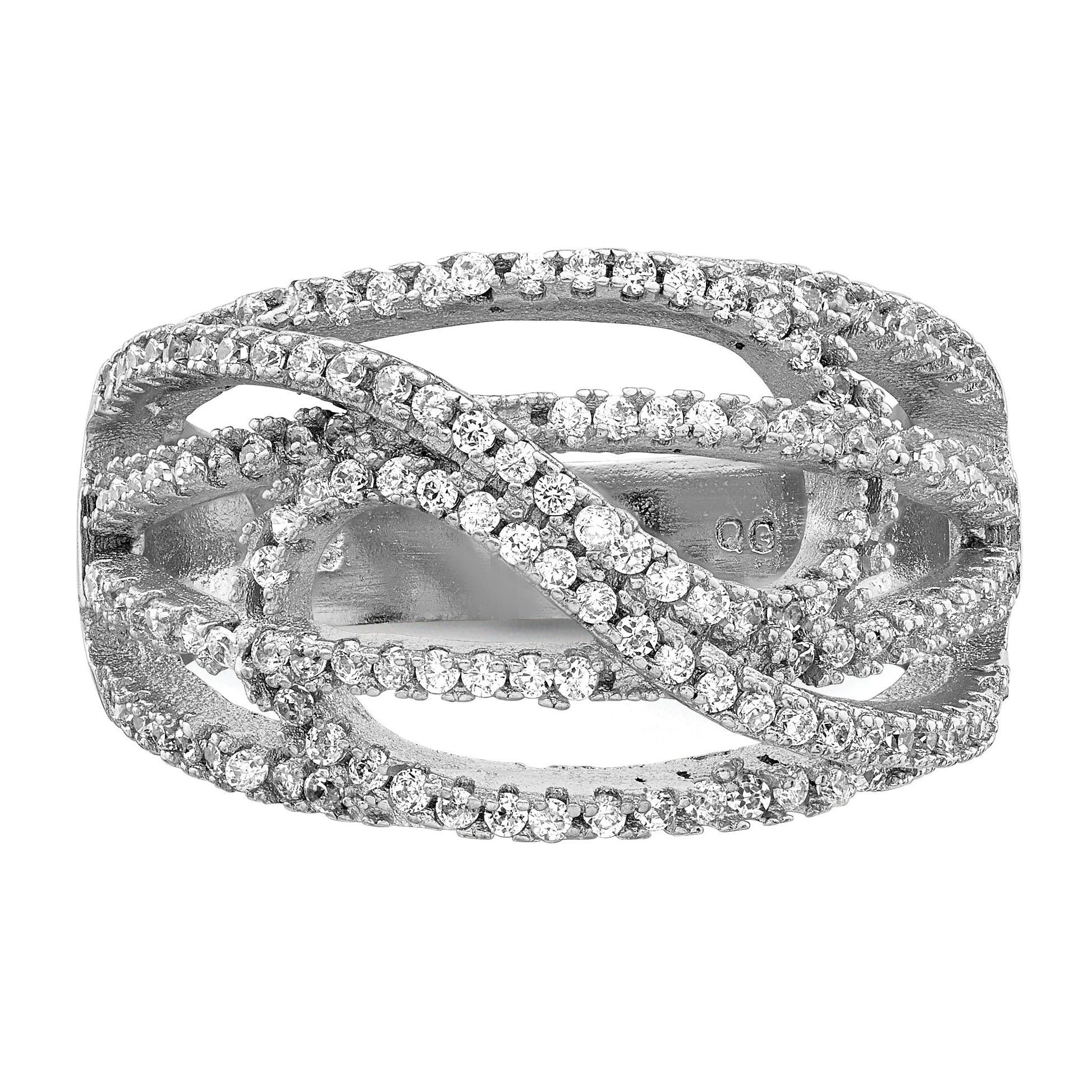 Sterling Silver Rhodium-plated CZ Micro pav� Ring
