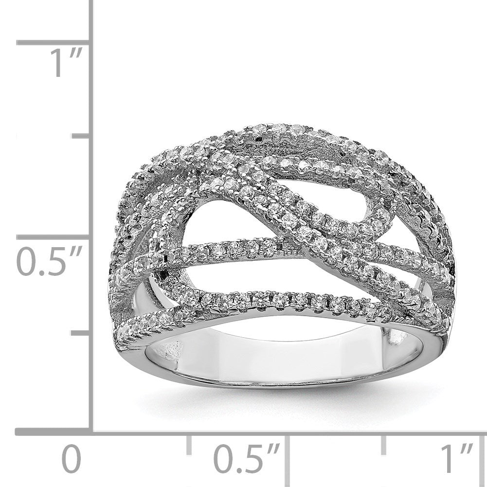 Sterling Silver Rhodium-plated CZ Micro pav� Ring