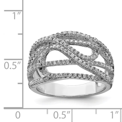 Sterling Silver Rhodium-plated CZ Micro pav� Ring