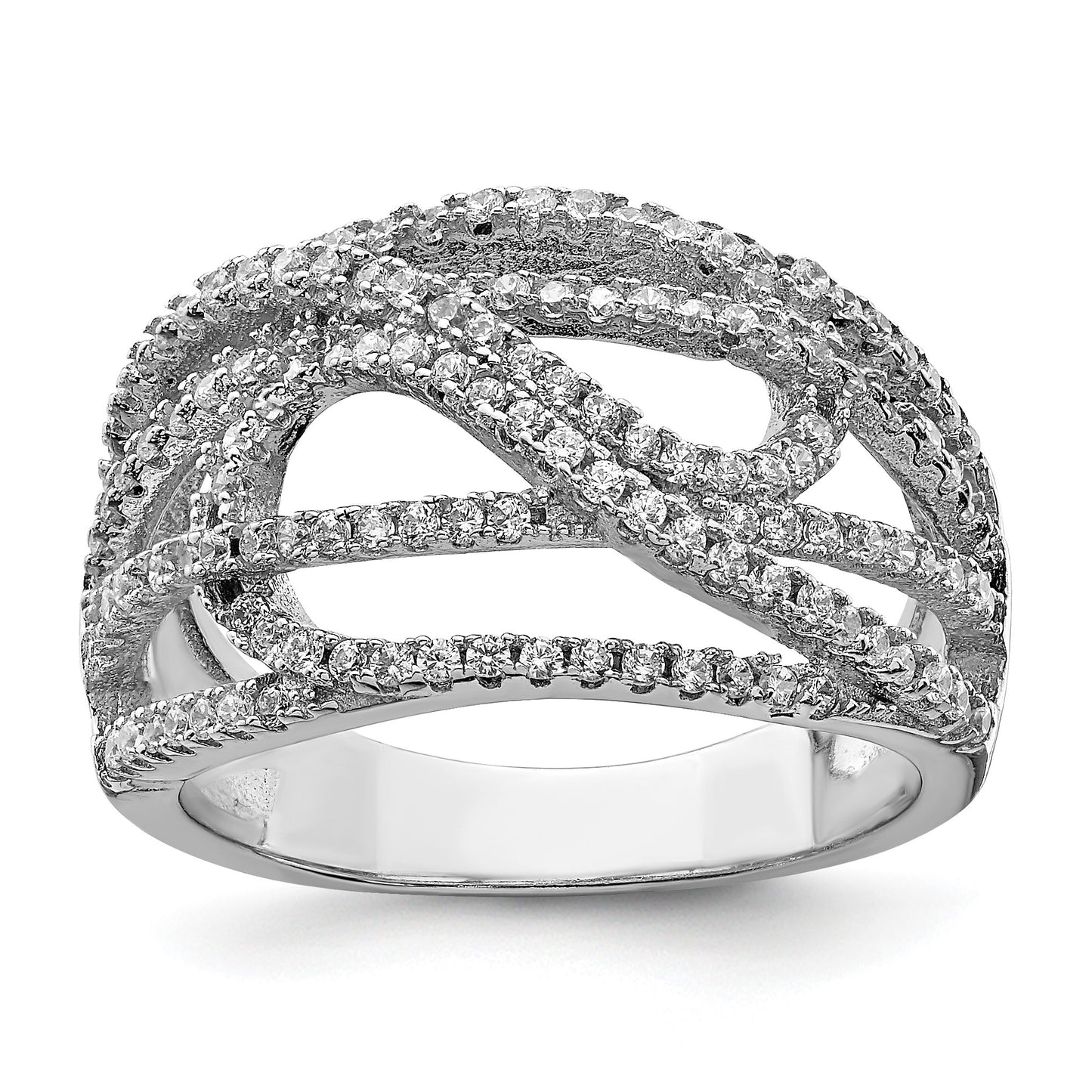 Sterling Silver Rhodium-plated CZ Micro pav� Ring