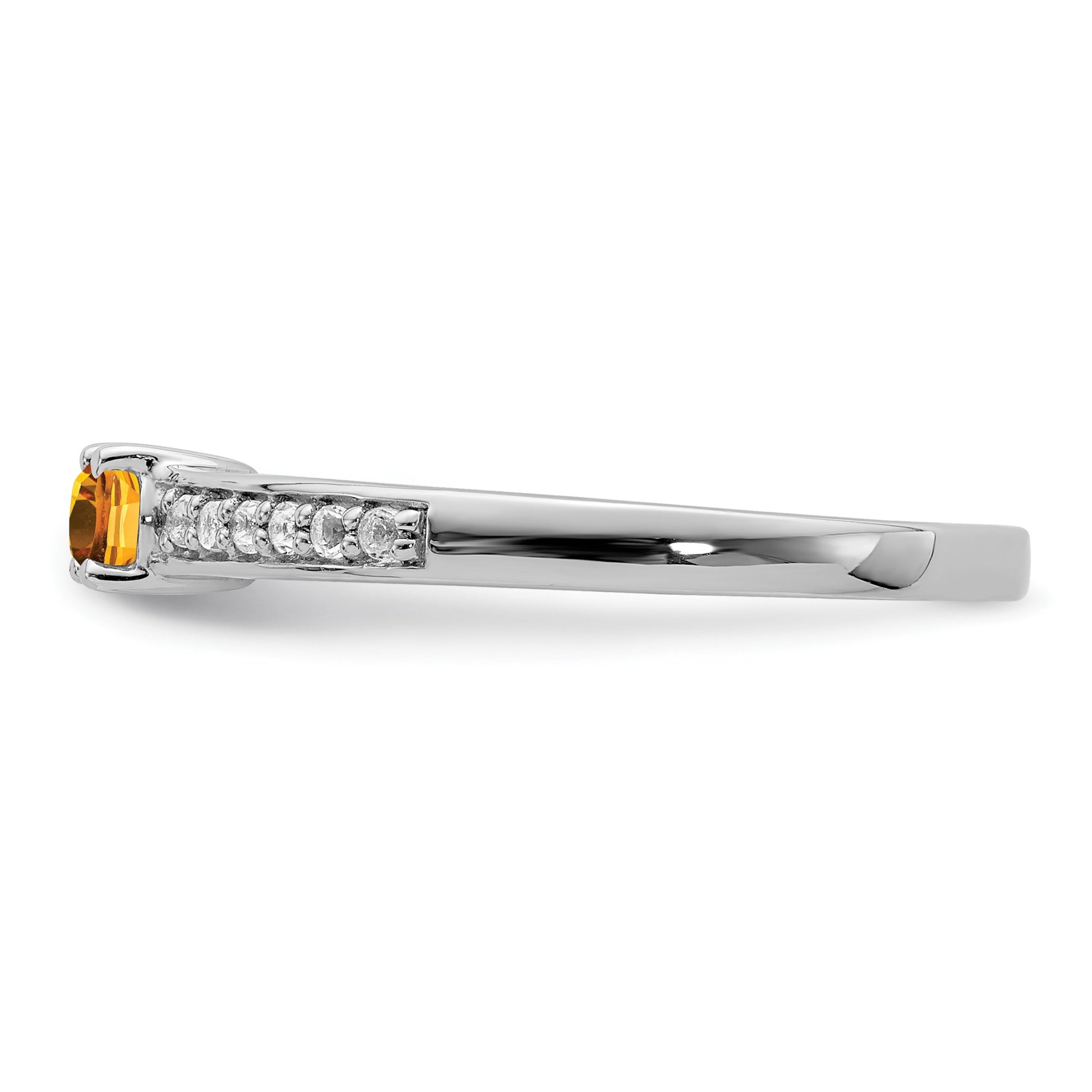 Sterling Silver Rhodium-plated Citrine and White Topaz Ring