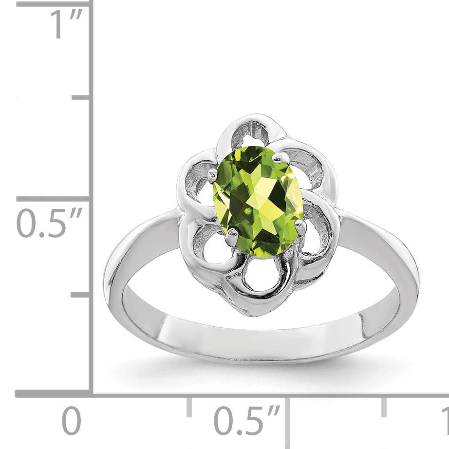 Sterling Silver Rhodium Peridot Ring