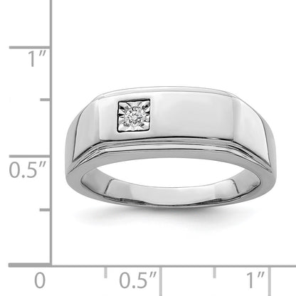 Sterling Silver Rhodium Plated Men's Polished Diam. Ring