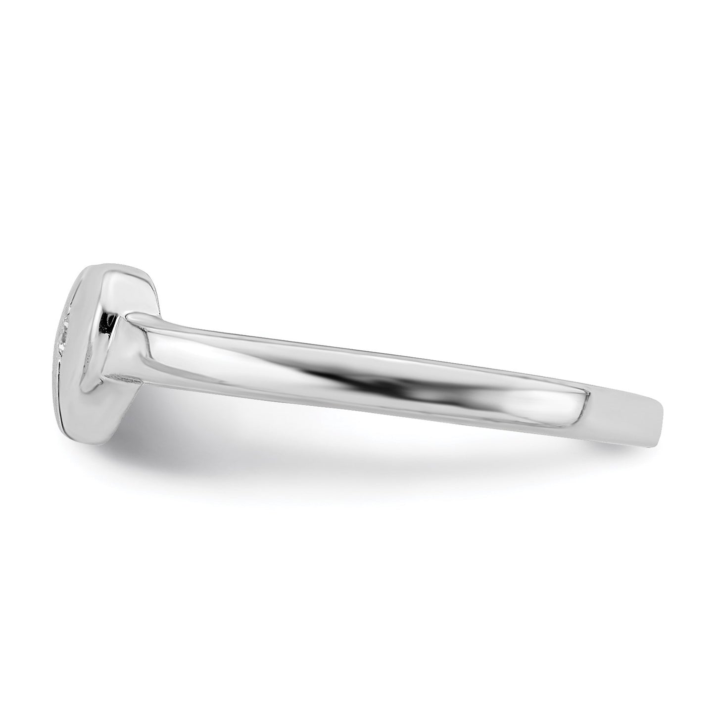 Sterling Silver Rhodium-plated Polished CZ Heart Ring