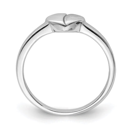 Sterling Silver Rhodium-plated Polished/Satin Heart Ring