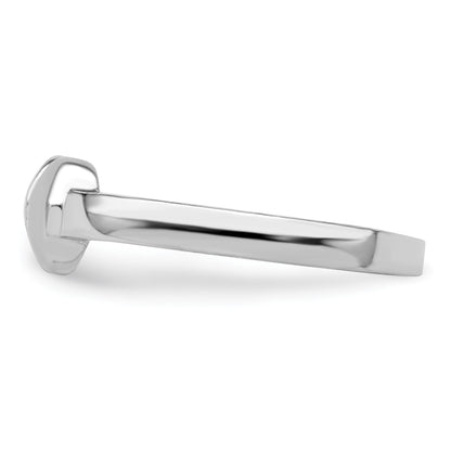 Sterling Silver Rhodium-plated Polished/Satin Heart Ring