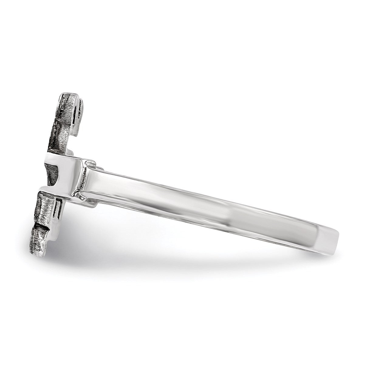Sterling Silver Rhodium-plated Jesus Cross Ring