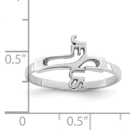 Sterling Silver Rhodium-plated Jesus Cross Ring