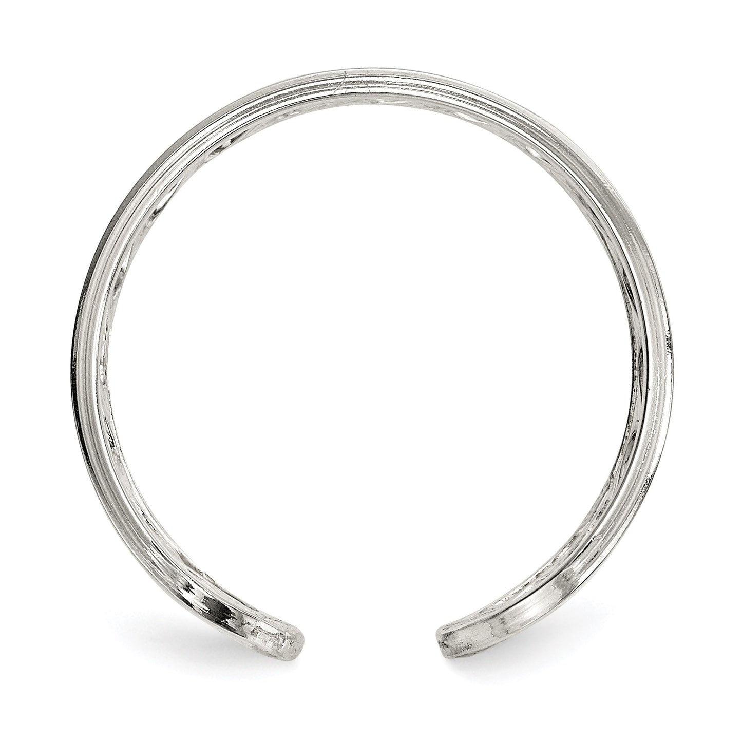 Sterling Silver Polished Twisted Bar Center Adjustable Cuff Ring