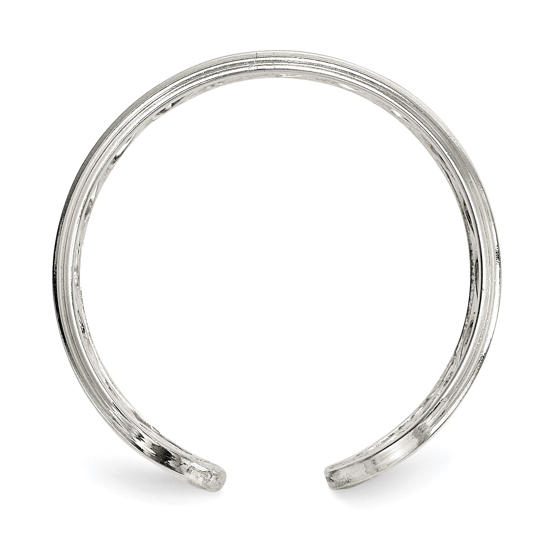 Sterling Silver Polished Twisted Bar Center Adjustable Cuff Ring