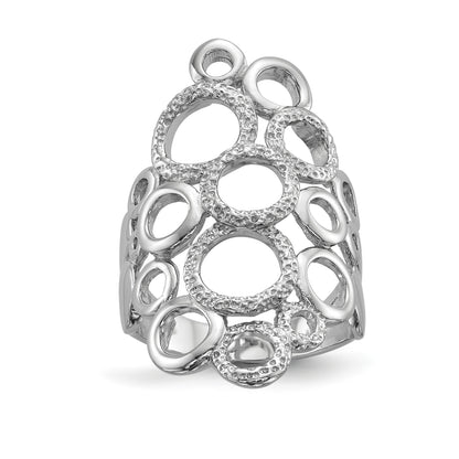 Sterling Silver Rhodium-plated Polished & Textured Circles Ring